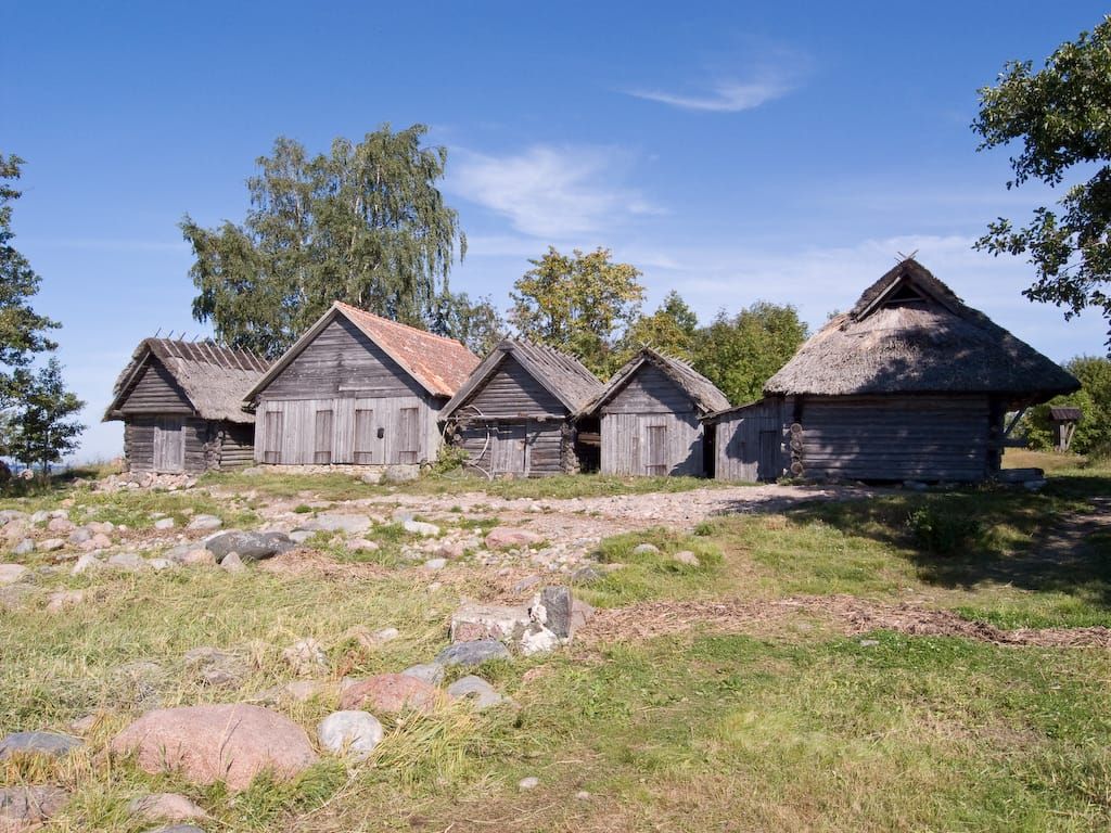 Altja fishing village with historic wooden cottages and thatched roofs