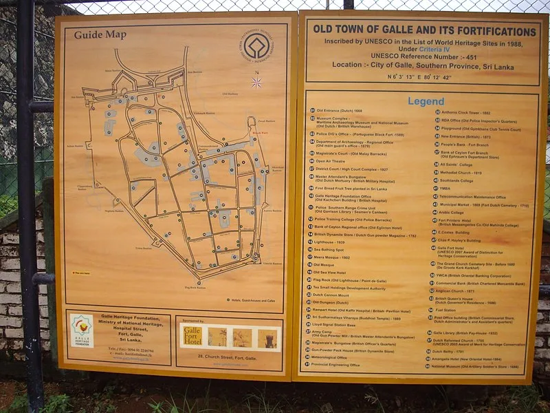 An old colonial-era map of Galle Fort, illustrating its unique architecture and strategic coastal location