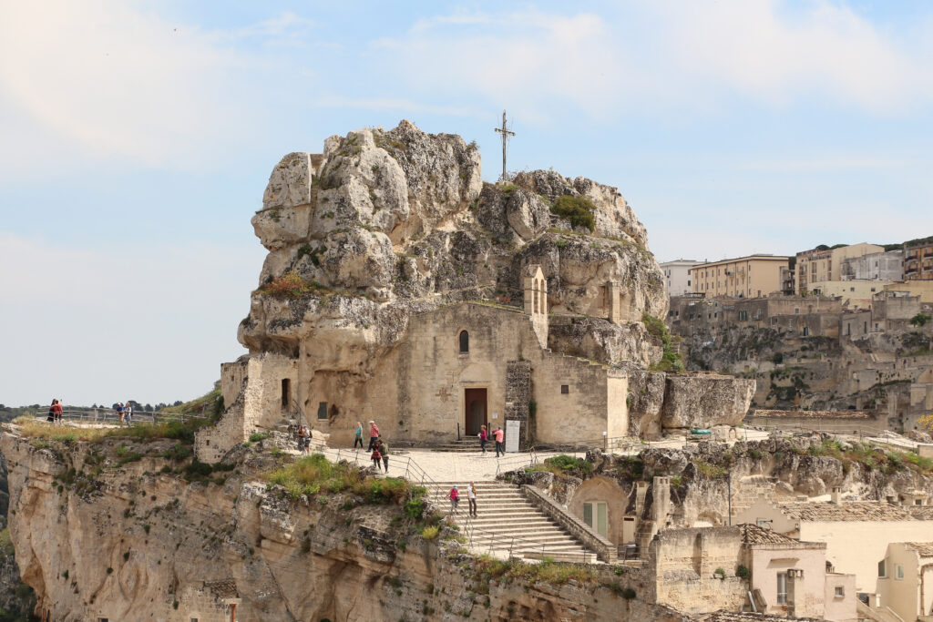 rock-cut church on Matera’s hilltop with panoramic views over the Sassi