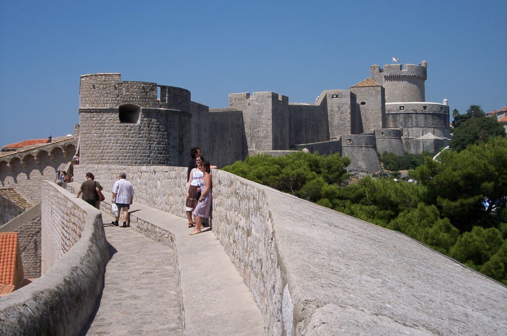 Dubrovnik City Walls overlooking the Adriatic Sea, a must-see historical landmark in Dubrovnik, Croatia