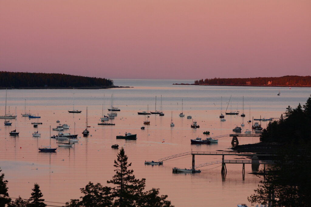 Southwest Harbor sunset best where to stay near Acadia National Park