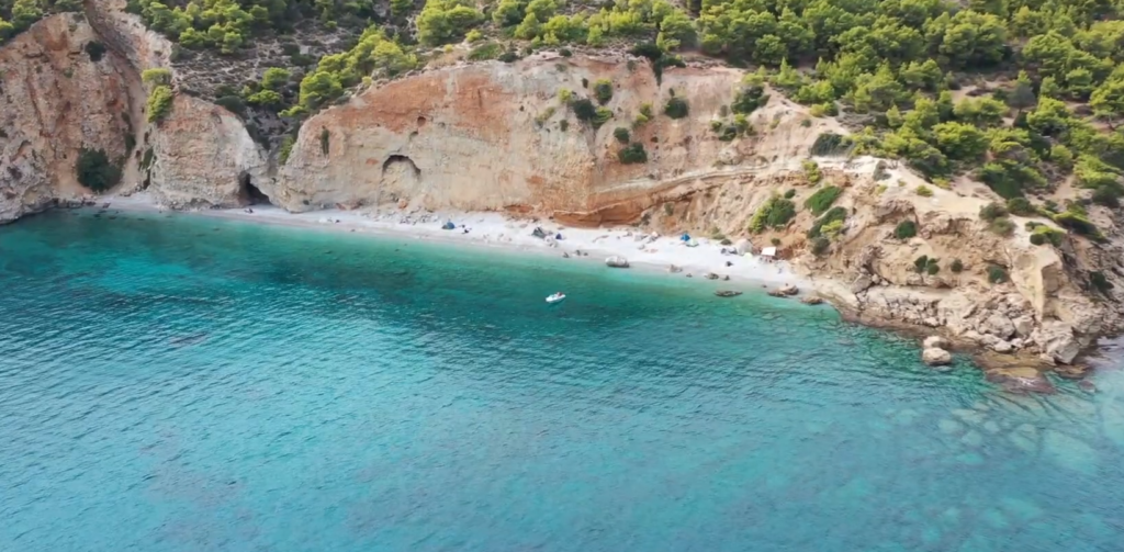 Agistri island Chalikiada beach crystal clear water hidden Greek island day trip Athens