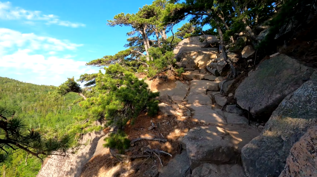 Beehive Trail on Acadia Hikes with rocky terrain, forested slopes, and scenic mountain vistas in Acadia National Park