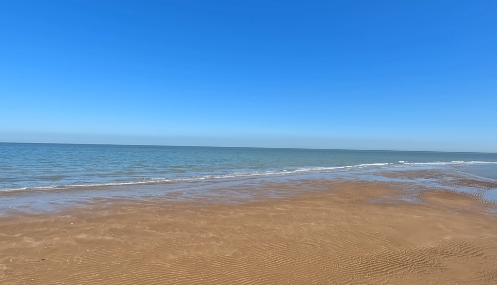 Dumpton Gap beach low tide large sand area rock pools exploring Broadstairs Kent Thanet coast