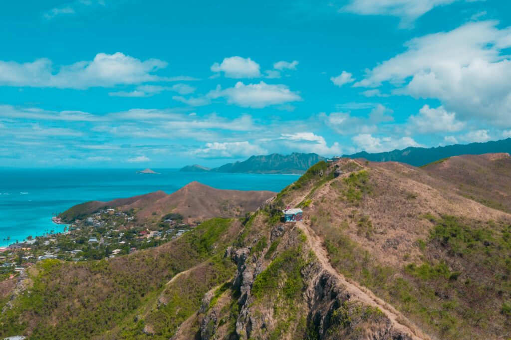 Lanikai Pillbox on the Kaiwa Ridge Trail, one of the best hikes on Oahu Hawaii and among the best hikes on Oahu, with panoramic ocean views.