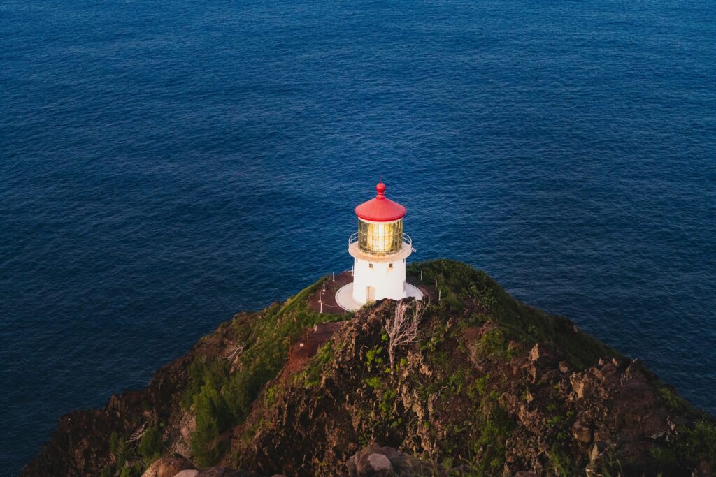 Makapuʻu Lighthouse on the Makapuʻu Lighthouse Trail, one of the best hikes on Oahu Hawaii and among the best hikes on Oahu.